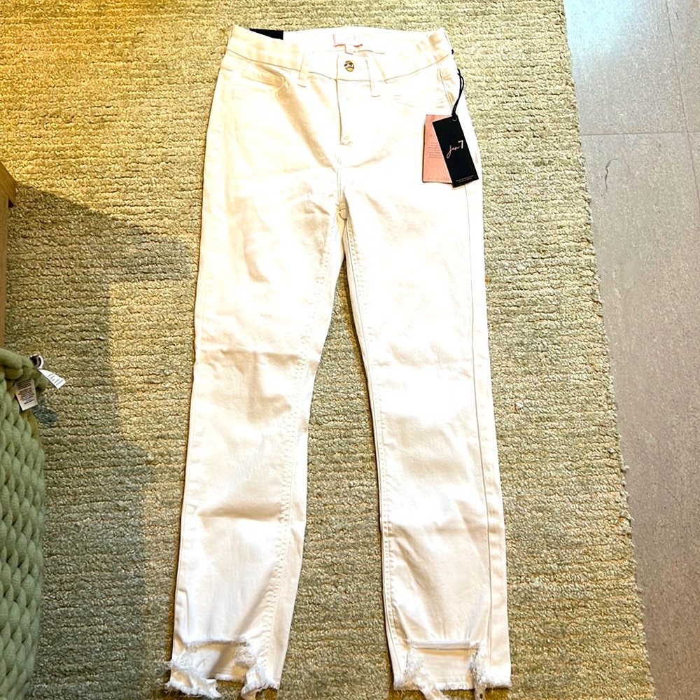 Jen 7 white jeans , ankle straight size 2